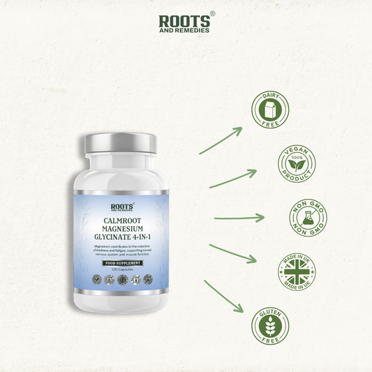 Roots & Remedies Calmroot Magnesium Glycinate 4-in-1 120 Capsules